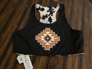 Two 2 Fly Co Swim Top Women’s XL Cowhide Western Reversible Aztec NWT